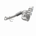MagnaFlow 290008 oem grade manifold converter, opposite rear three-quarter view of the turntable spin