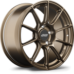 Bronze finished alloy wheel with ten-spoke design and center cap, displayed at three-quarter angle showing face and barrel - APEX Wheels wheel for 18x11 ET57 5x120.65 - Satin Bronze