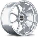 Silver alloy wheel with ten-spoke design and brushed metal finish on white background - APEX Wheels wheel for 19x10.5 ET45 5x120 - Brushed Clear