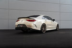 White CLS car rear quarter with the bumperette delete - Carbon Bumperette Delete for the 2019-2023 CLS-Class