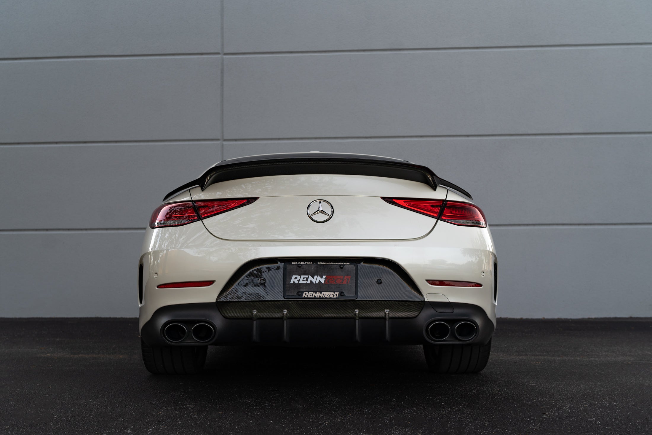 White CLS car rear view with the carbon bumperette delete - Carbon Bumperette Delete for the 2019-2023 CLS-Class