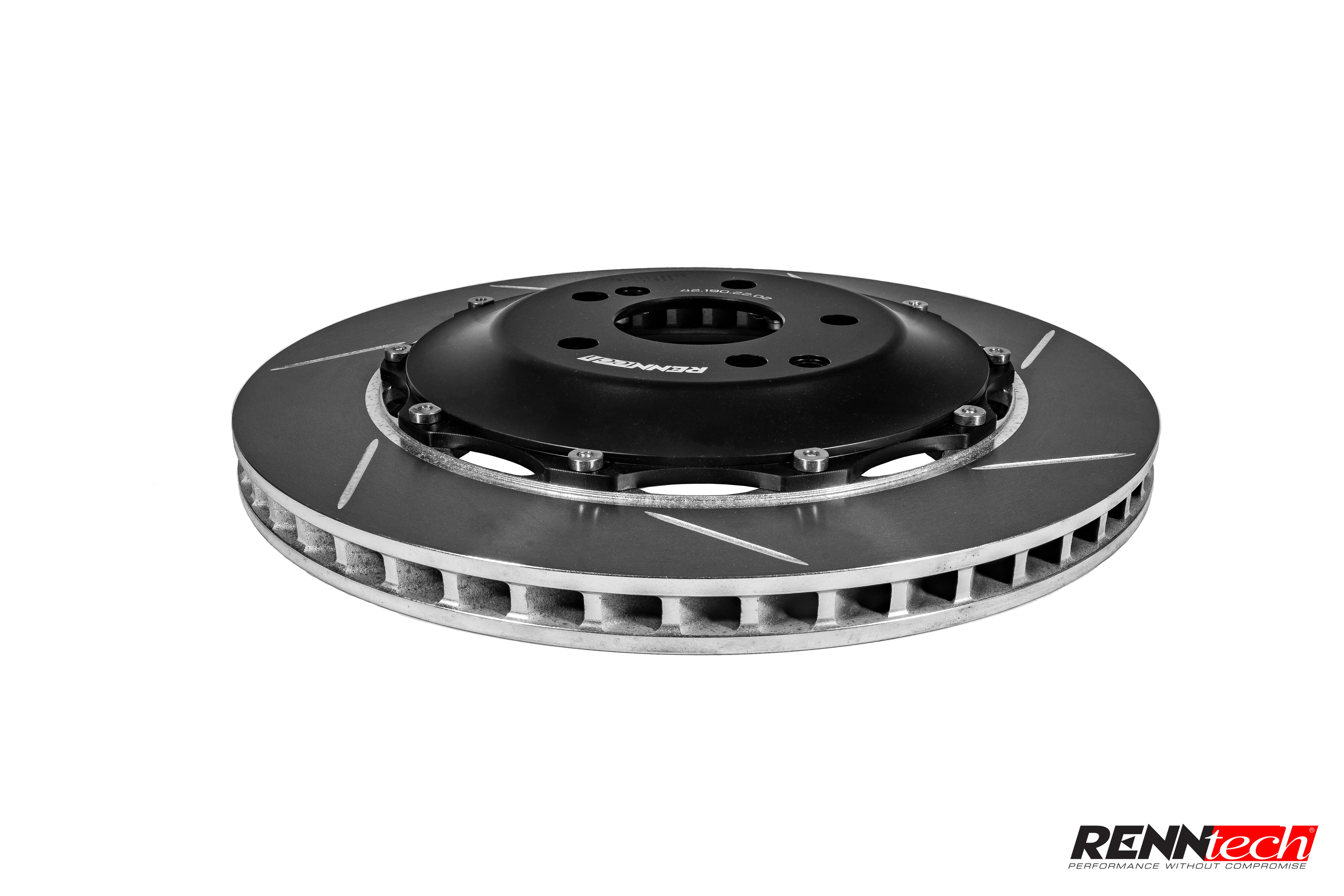 RennTech front rotor edge-on showing the hat - Front Rotor Upgrade for the 2003-2023 E 63 AMG