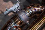Valvetronic Designs Exhaust Aston Martin DB11 5.2L manufacturer gallery: electronic valve actuator beside the segmented rear branch