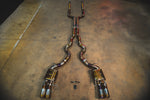 Titanium exhaust BMW F12 M6: complete exhaust overhead