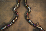 Titanium exhaust BMW F12 M6: paired center pipe routing