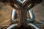 Stainless F1 exhaust Lamborghini Revuelto: paired pipe junction