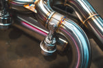 Stainless exhaust Aston Martin DBS: valve actuator and curved tubing