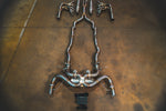 Stainless exhaust Aston Martin DBS: complete system overhead
