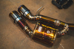 Valvetronic Designs Valved Exhaust Porsche Macan manufacturer gallery: rear muffler and two outlet tips viewed from above