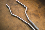 Valvetronic Designs Exhaust BMW F85 X5M / F86 X6M manufacturer gallery: two separate front pipe ends with mounting rods