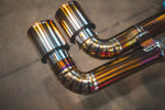 Titanium exhaust Ferrari F430: curved rear outlet pair