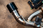 Stainless exhaust Nissan Z: dark exhaust tip and valve