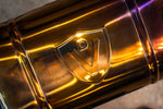 Titanium exhaust BMW G42 M240i: logo on titanium muffler