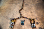 Valvetronic Designs Valved Exhaust Subaru WRX FA20 manufacturer gallery: gold-and-blue-toned cat-back with twin mufflers and control kit