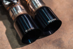 Valvetronic Designs Valved Exhaust Corvette C7 manufacturer gallery: two glossy black outlet tips viewed close-up