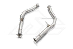 A front view of Fi EXHAUST Valvetronic Cat-Back System for Mercedes-Benz W463 AMG G63 Ultra Edition 2012-2018 downpipe with white background