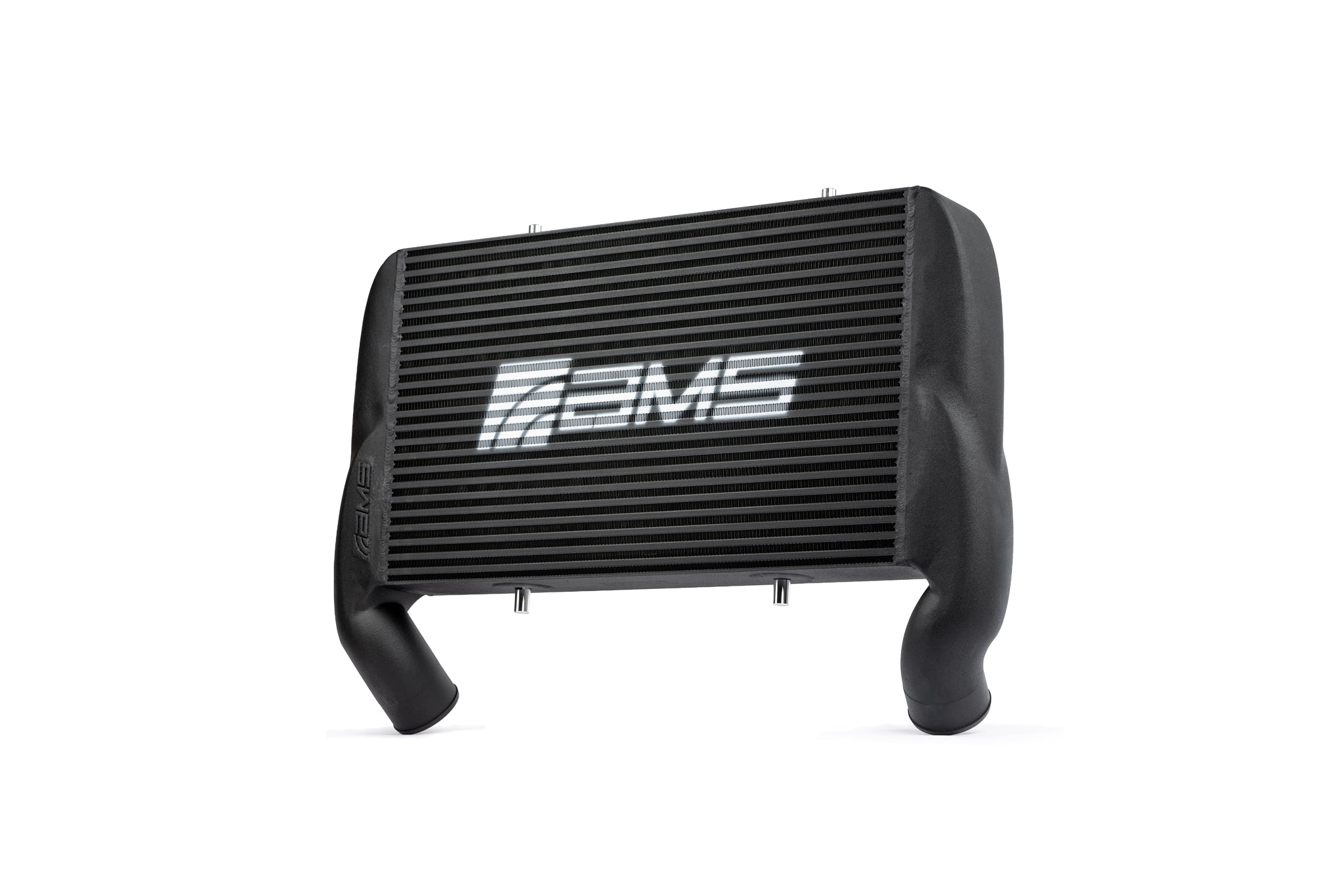AMS F150 High Mount Intercooler in black powder coat with AMS logo