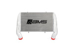 AMS F150 High Mount Intercooler in silver with AMS logo, front view