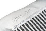 Cast aluminum end tank with AMS logo and bar and plate core on the AMS F150 High Mount Intercooler