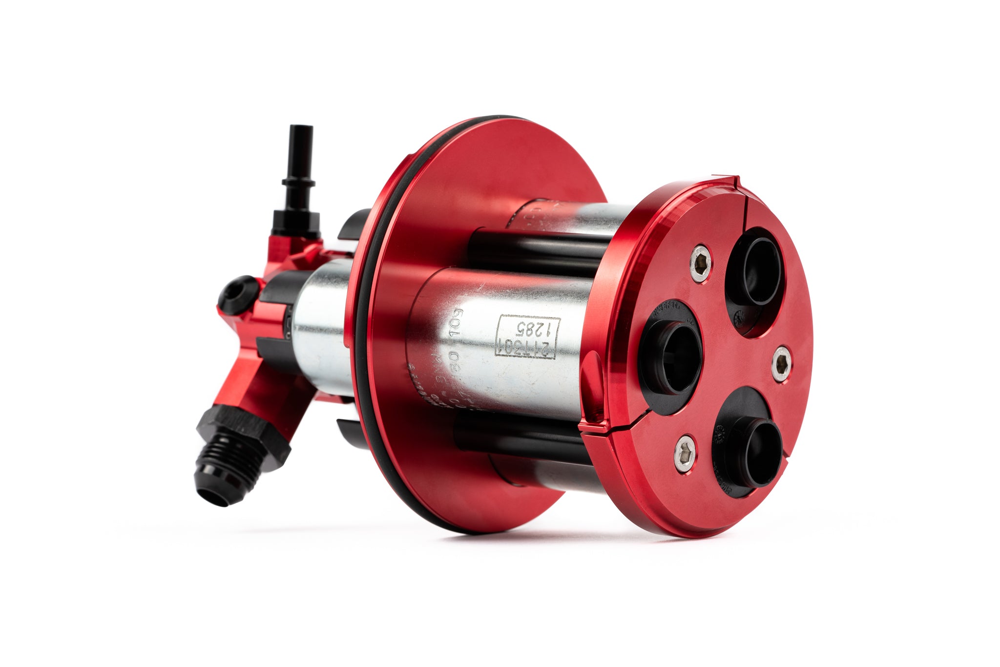Red billet triple pump assembly from the AMS R8 / Huracan fuel kit