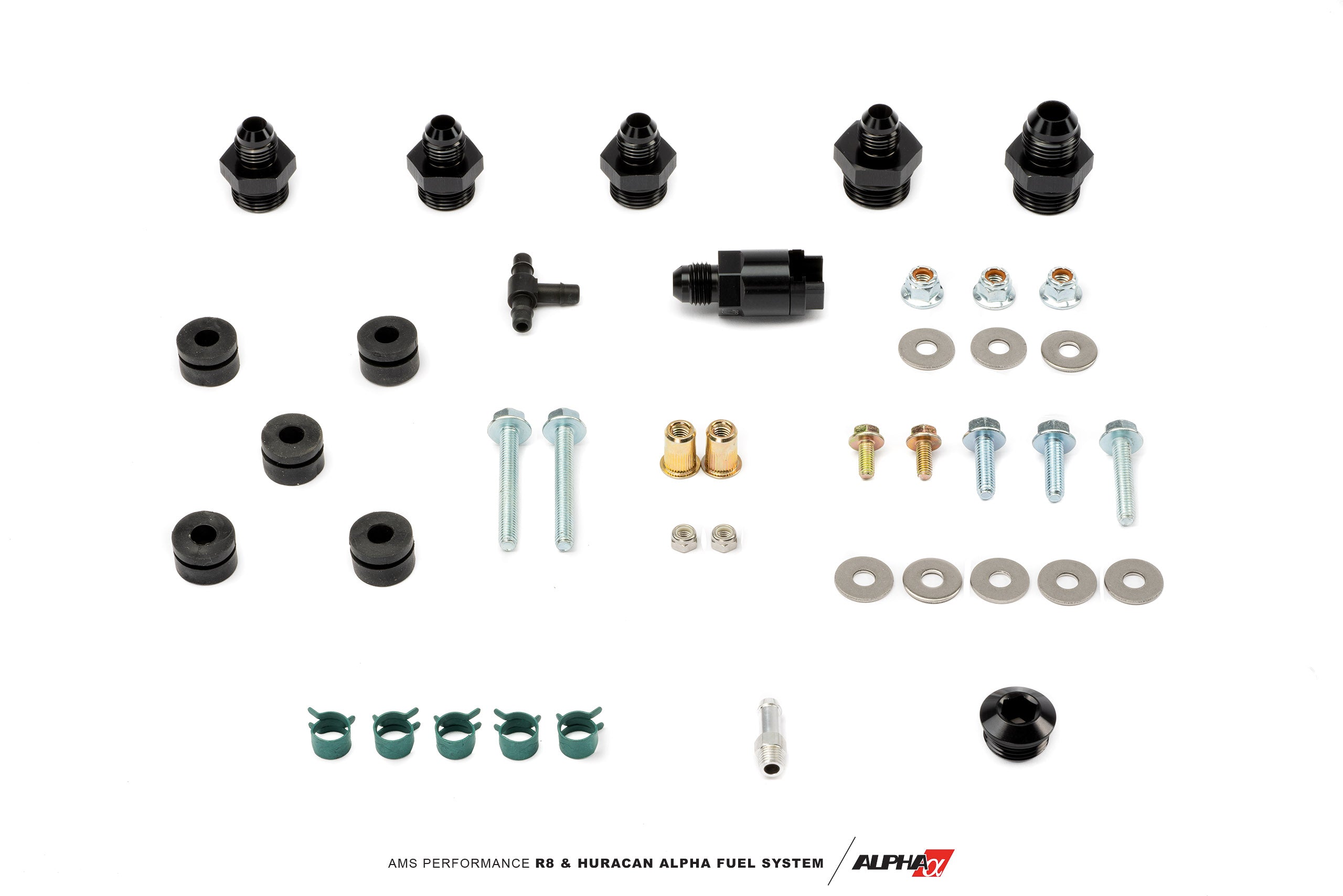 AN fittings, bushings and hardware from the AMS R8 / Huracan FPR and line kit