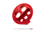 Red anodized CNC bulkhead plate from the AMS Huracan twin pump kit