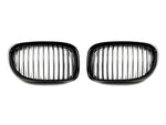 A front view of AUTOTECKNIC GLAZING BLACK FRONT GRILLE SET - BMW F01/ F02 7-SERIES 2008-2015 with white background