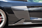 close view of Capristo Carbon Side Fins for Audi R8 (Gen2) Facelift 2015+ fitted inside a car