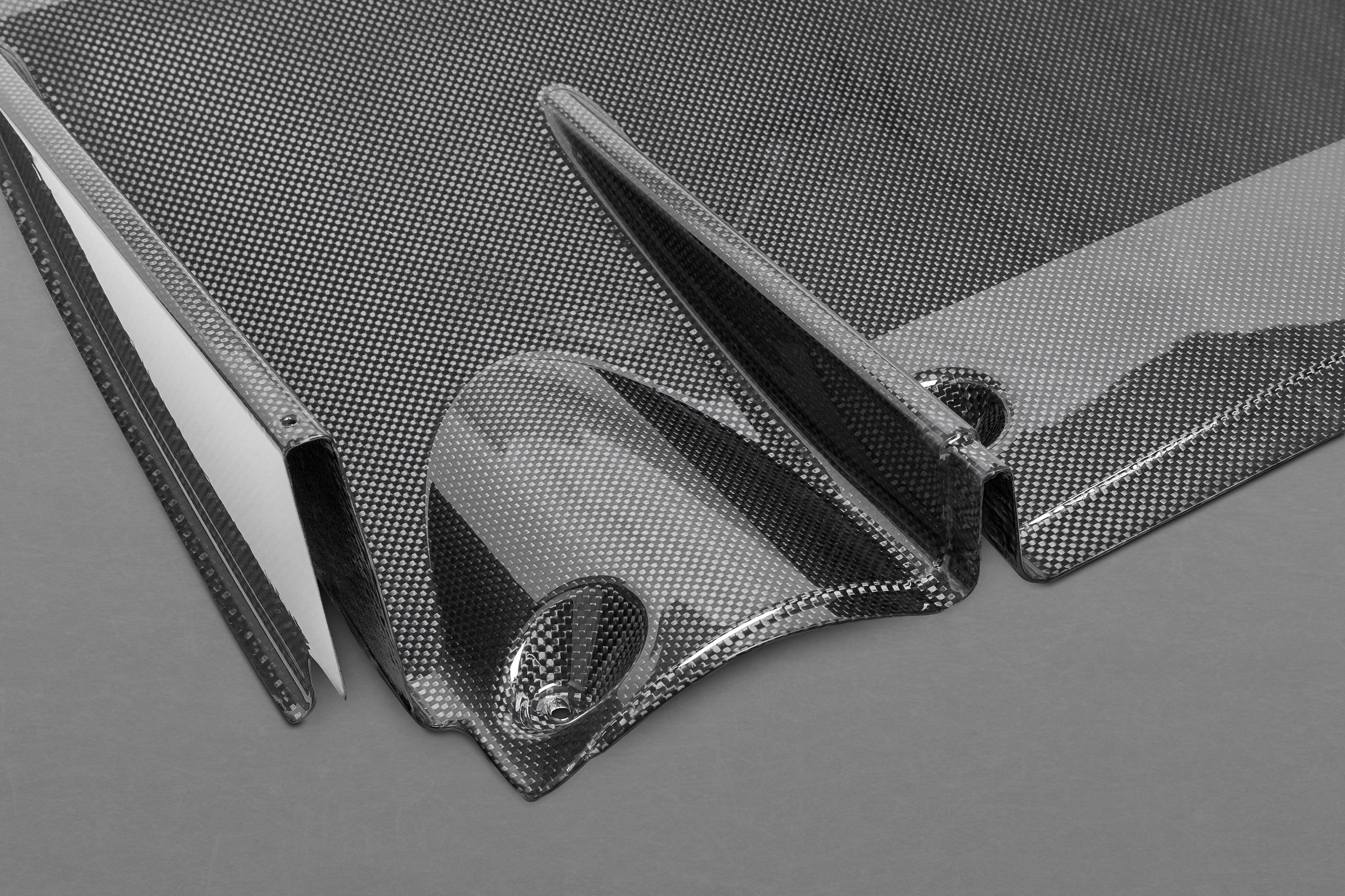 Close-up of Capristo 4C carbon diffuser fin and tip opening
