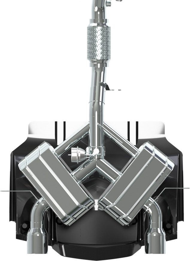 Top-view render of Capristo 4C valved exhaust and diffuser