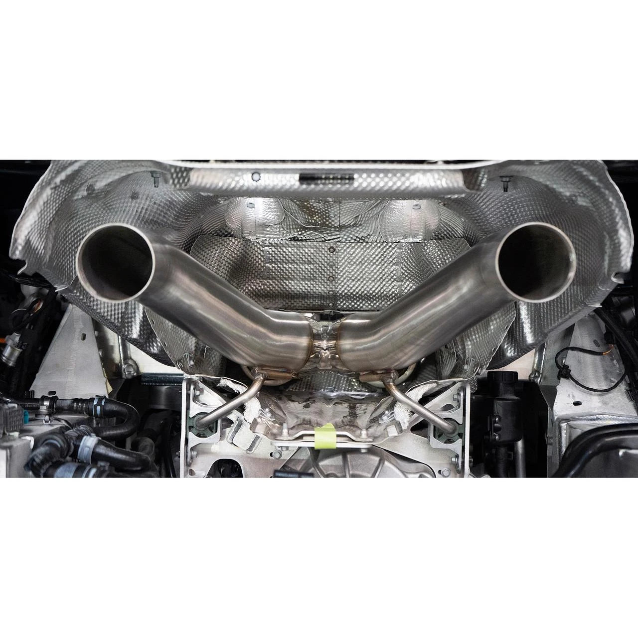 Fabspeed Artura Supersport X-pipe installed, rear view