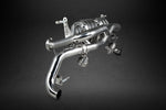 wide view of Capristo X Pipe Exhaust (CES3) for Audi R8 GT (V10 Facelift) 2011-2013 with black background