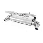 A front view of Milltek Resonated Catback Exhaust System Audi RS3 Sportback 2017+ with white background