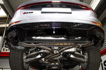 wide view of Capristo Valved Exhaust with Middle Silencer Spare with OEM Tips for Audi RSQ8 2019-2022 fitted inside a car