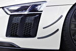 Capristo carbon fiber front fins on a white Audi R8 Gen2 bumper