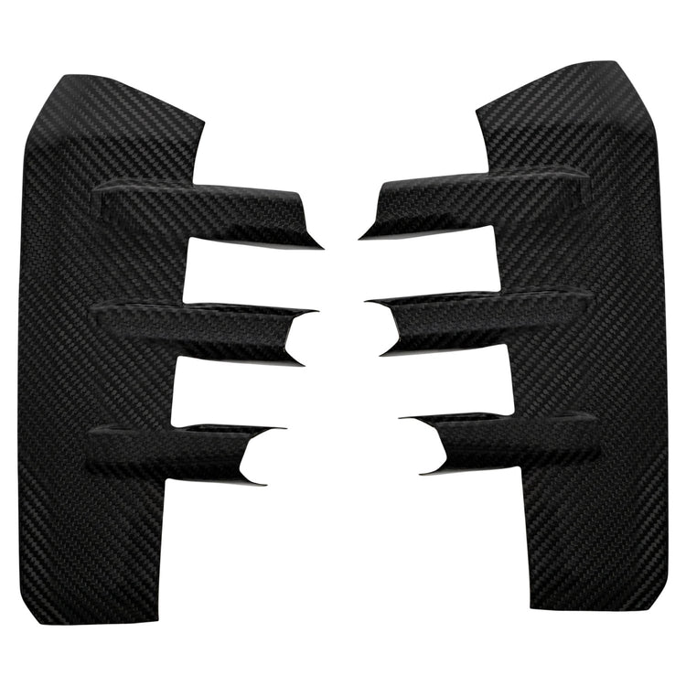 A front view of Urban Automotive Carbon Fiber Front Bumper Intake Trims Audi RS3 8Y 2022+ with white background