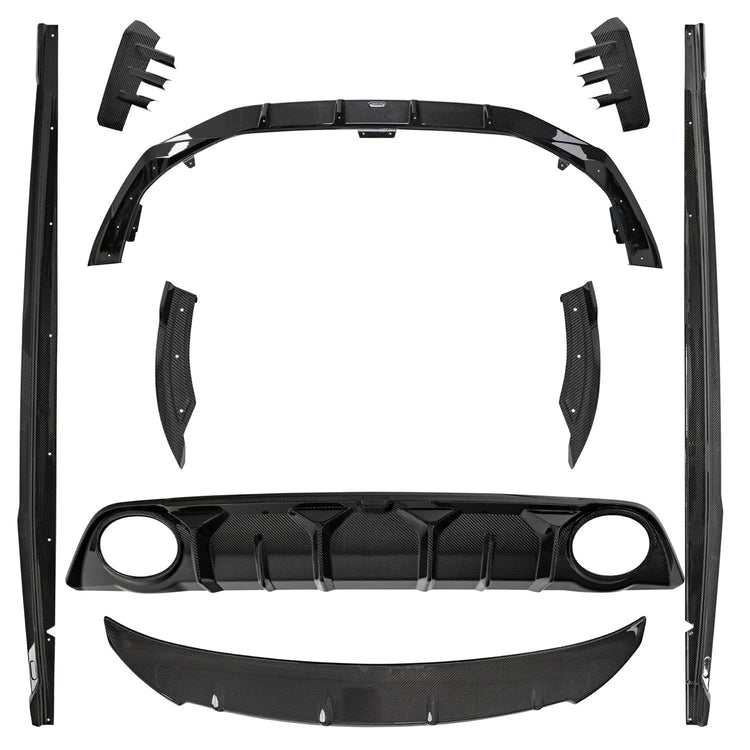 A top view of Urban Automotive Carbon Fiber Body Kit Audi RS3 8Y 2022+ with white background