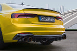 Yellow Audi RS5 F5 coupe rear with Capristo carbon fiber rear diffuser