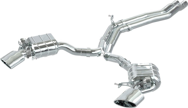 Capristo ECE valved exhaust with mid-pipes for Audi RS5 F5 coupe, valved mufflers and oval RS tips