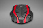 Capristo carbon fiber engine cover for Audi RS/S with red stripes and RS badge