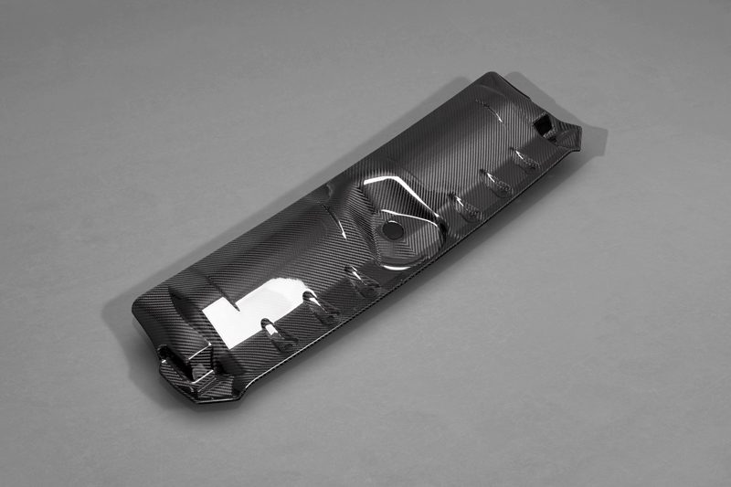 Capristo Audi RS5 F5 carbon lock cover, angled view