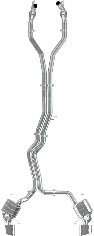 Render of the Capristo RS6 C8 exhaust layout from above