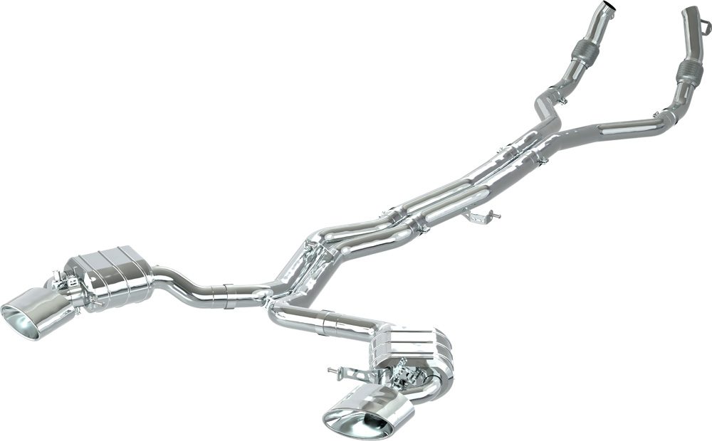 Render of the complete Capristo RS6 / RS7 C8 ECE valved exhaust