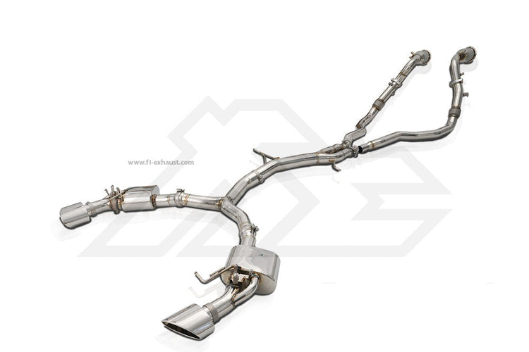 A top view of Fi Exhaust Cat-back Exhaust System For Audi RS4 / RS5 (B9.5) (OPF) 2020+ with white background