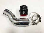 A top view of Evolution Racewerks BMW N55 (3.0T) E Chassis Turbo to Intercooler Charge Pipe (TIC) for 135i/335i/X1 in Polish Finish