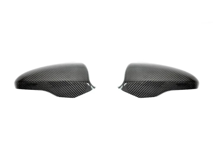 A front view of AUTOTECKNIC REPLACEMENT CARBON FIBER MIRROR COVERS - BMW F10 M5 | F06 / F12 / F13 M6 2011-2018 with white background