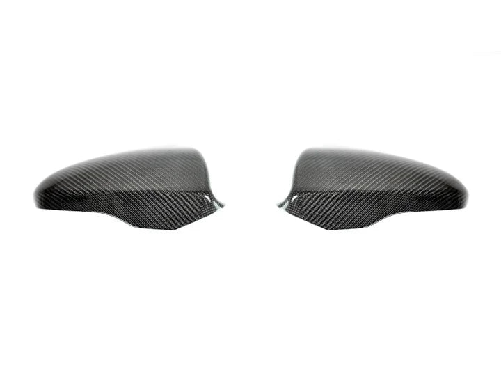 A front view of AUTOTECKNIC REPLACEMENT CARBON FIBER MIRROR COVERS - BMW F10 M5 | F06 / F12 / F13 M6 2011-2018 with white background
