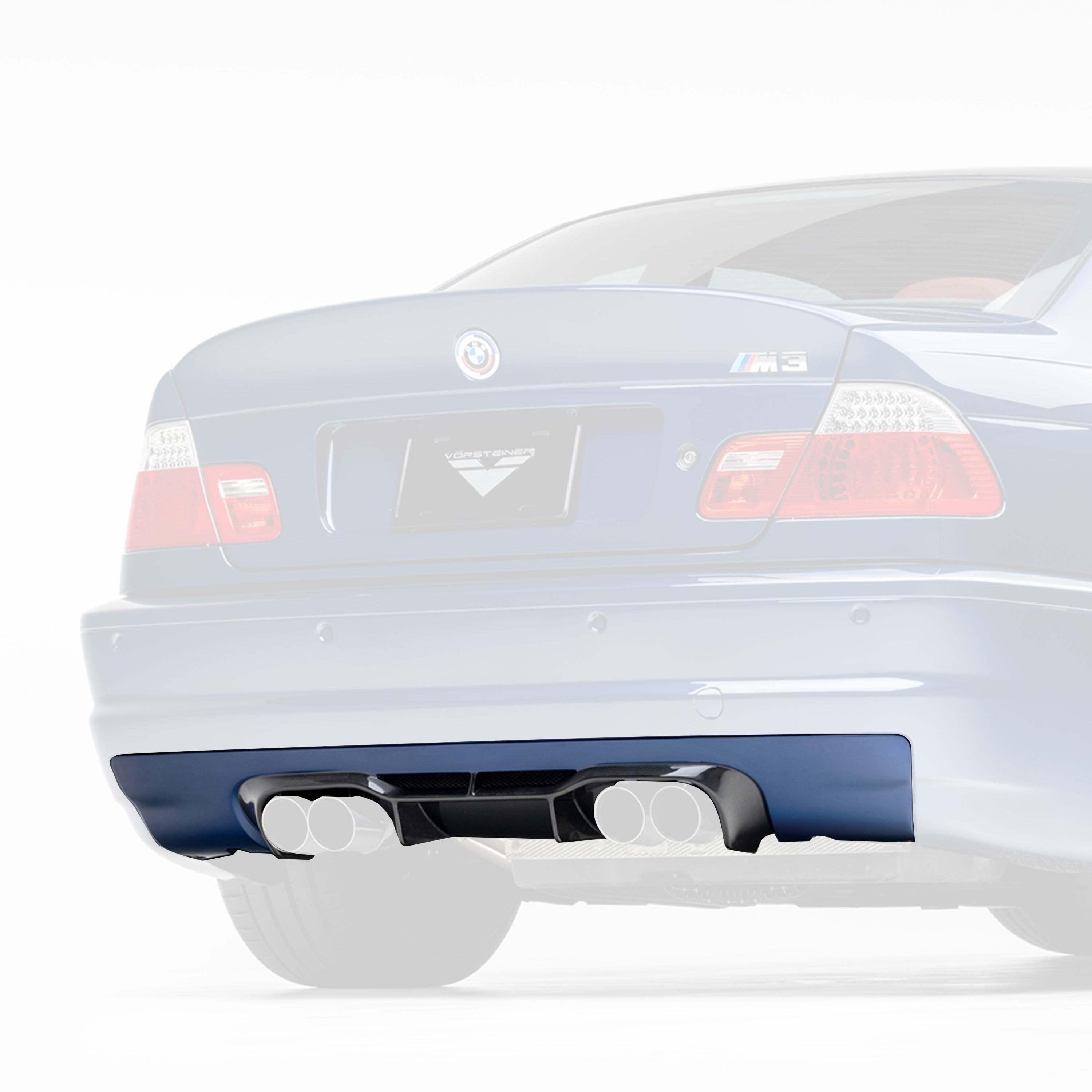E46 M3 V20 rear diffuser, faded rear view