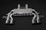Capristo valved rear muffler for BMW M3 and M4 with quad black tips