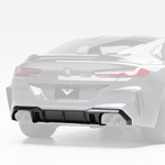 M8 VRS rear diffuser, faded rear view highlighting carbon
